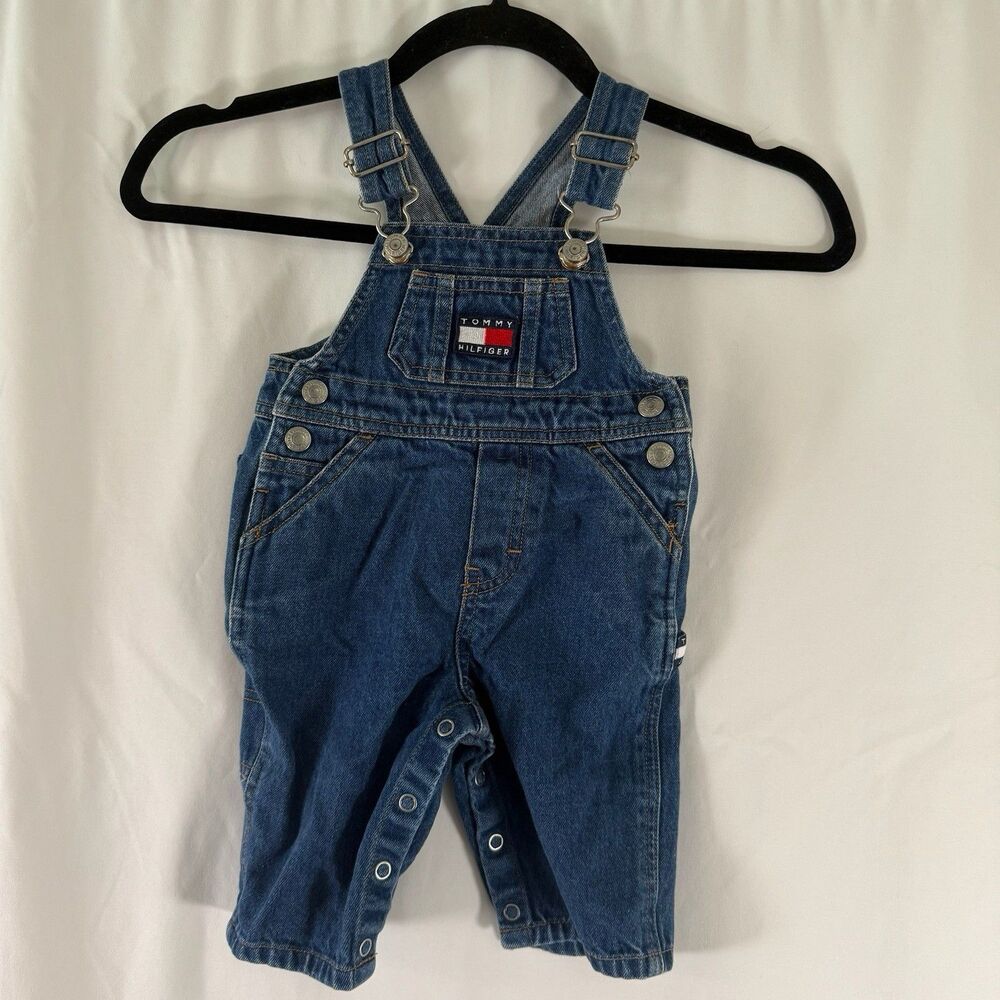Vintage Tommy Hilfiger Overalls Infant 3-6 Months Medium Wash Denim Carpenter